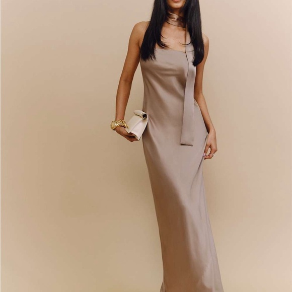 Reformation Oren Silk Dress Macadamia Size. XS New w/Tags - Picture 2 of 8